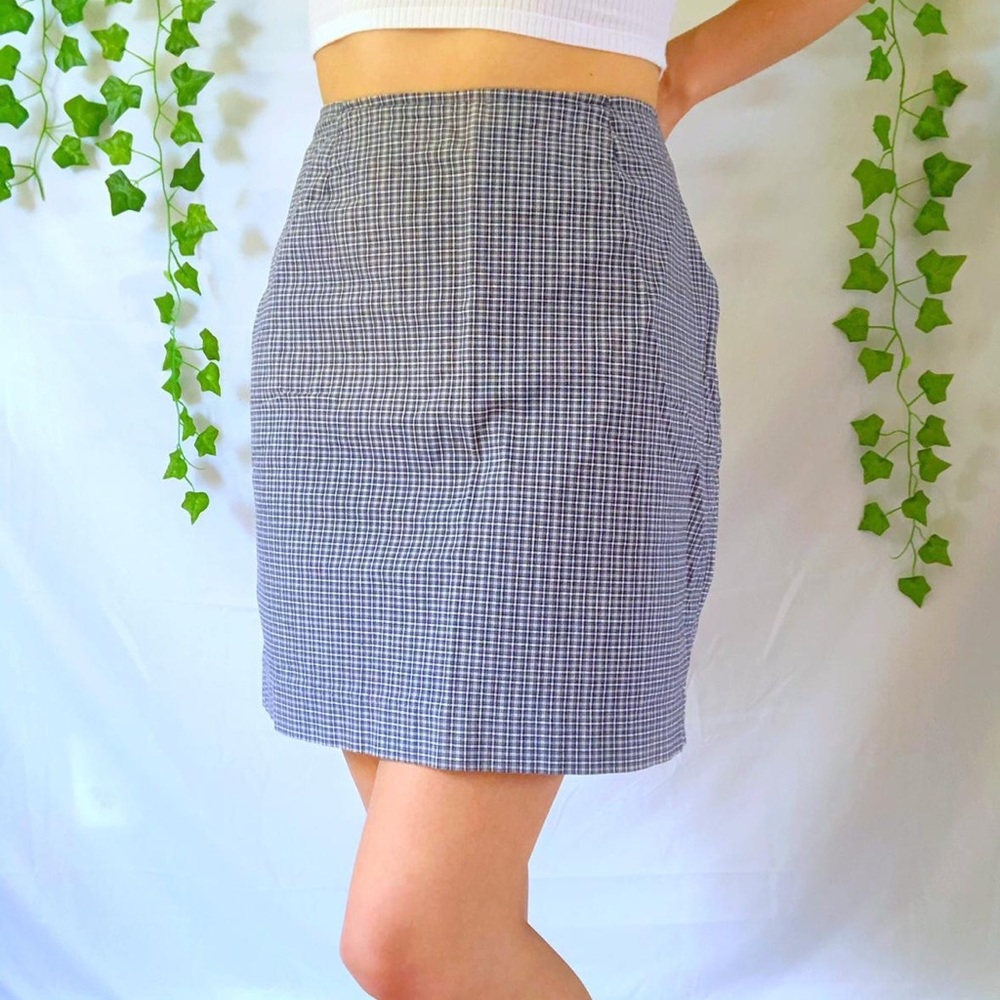 Vintage 90s blue plaid skirt